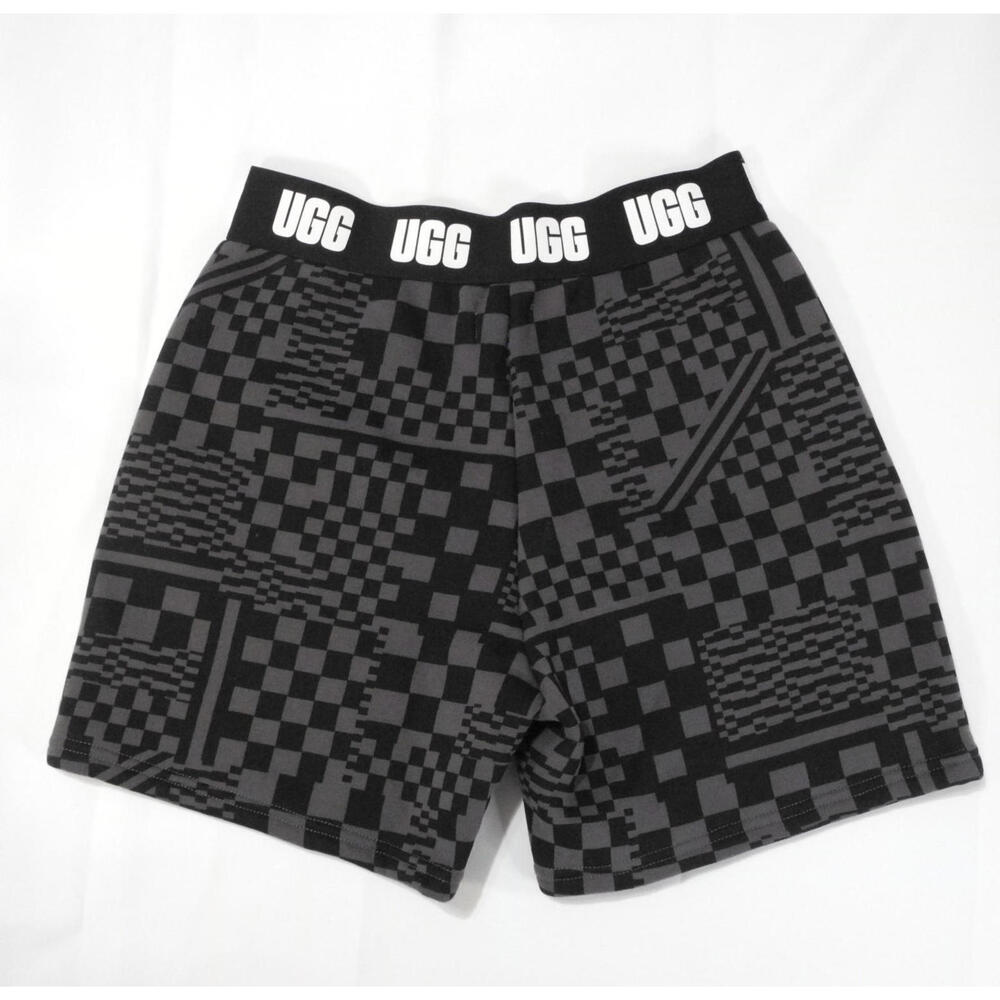UGG‎ Chrissy Checks Fleece Shorts Womens XS Boyfriend Style Black Gray